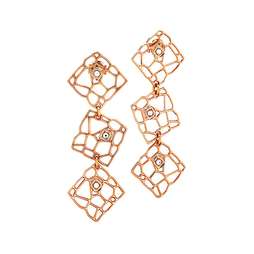 Orecchini modulari rosati dalla trama a rete e Swarovski Default Title