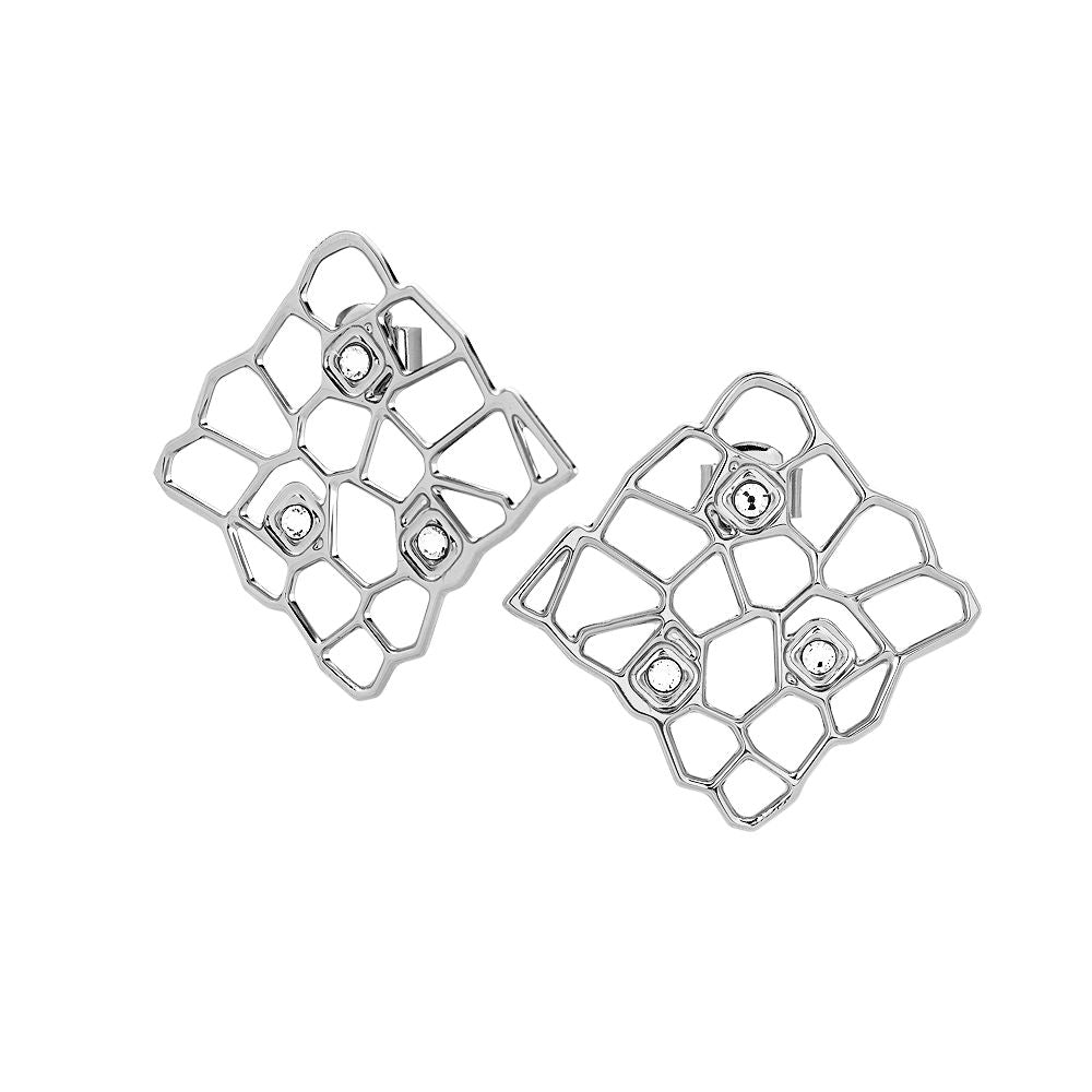 Orecchini rodiati con trama a rete e Swarovski Default Title