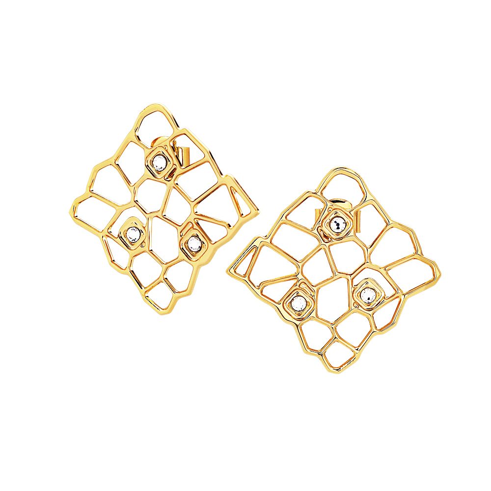 Orecchini dorati con trama a rete e Swarovski Default Title