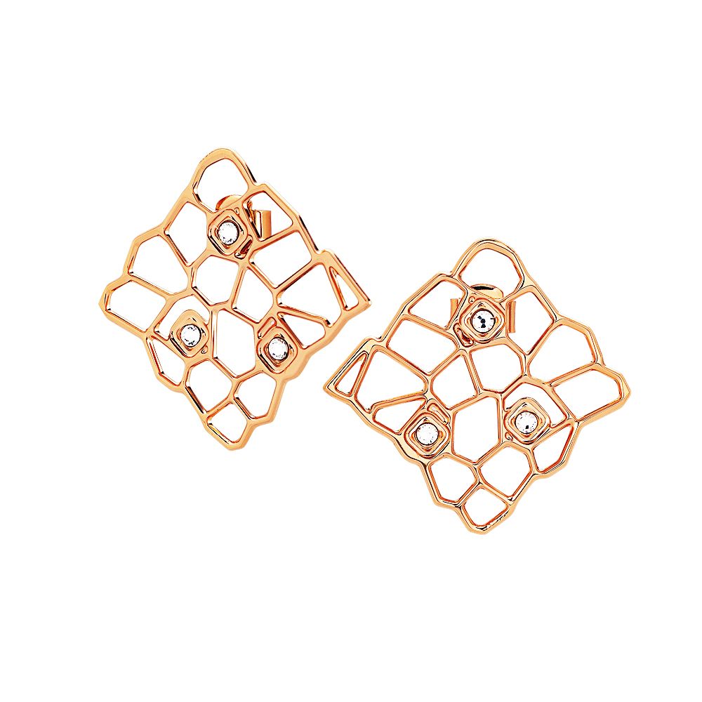 Orecchini rosati con trama a rete e Swarovski Default Title