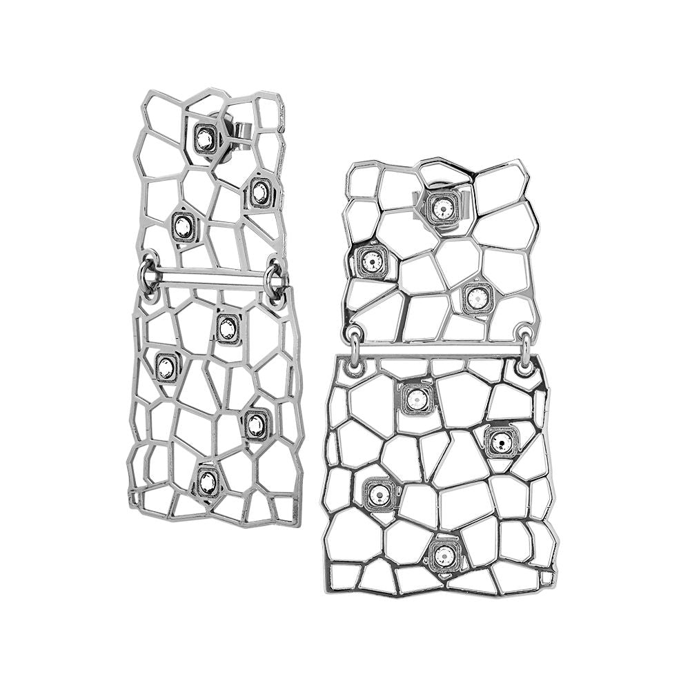 Orecchini rodiati con moduli asimmetrici e Swarovski Default Title