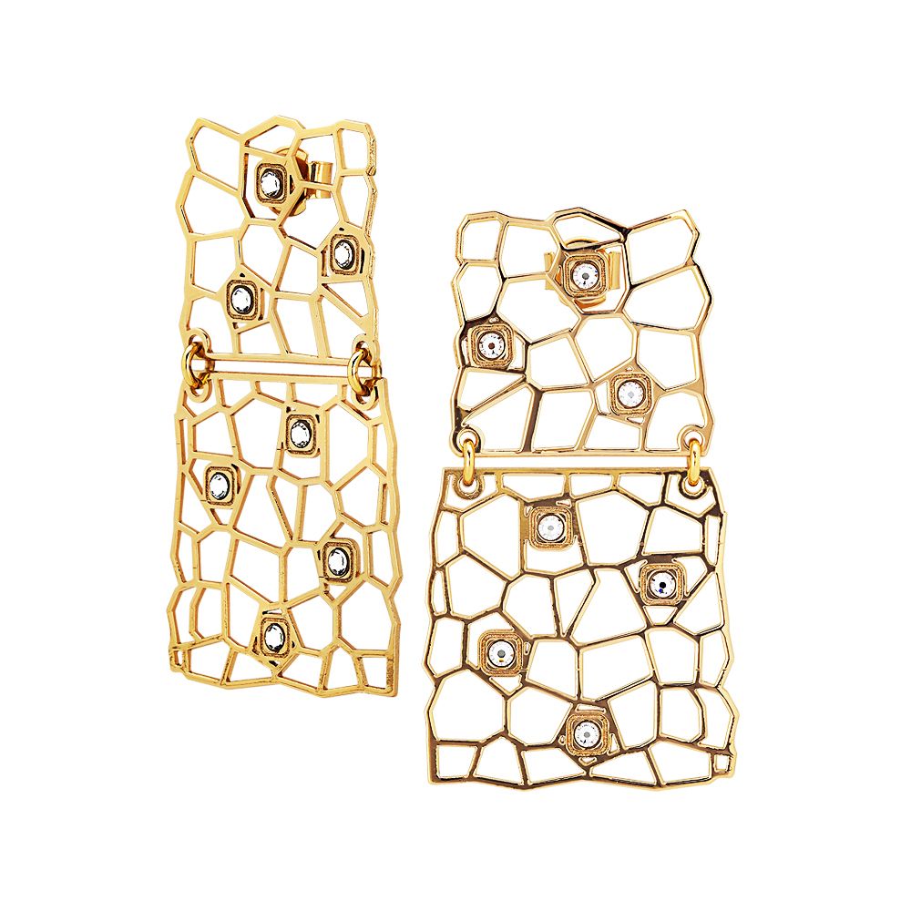 Orecchini dorati con moduli asimmetrici e Swarovski Default Title