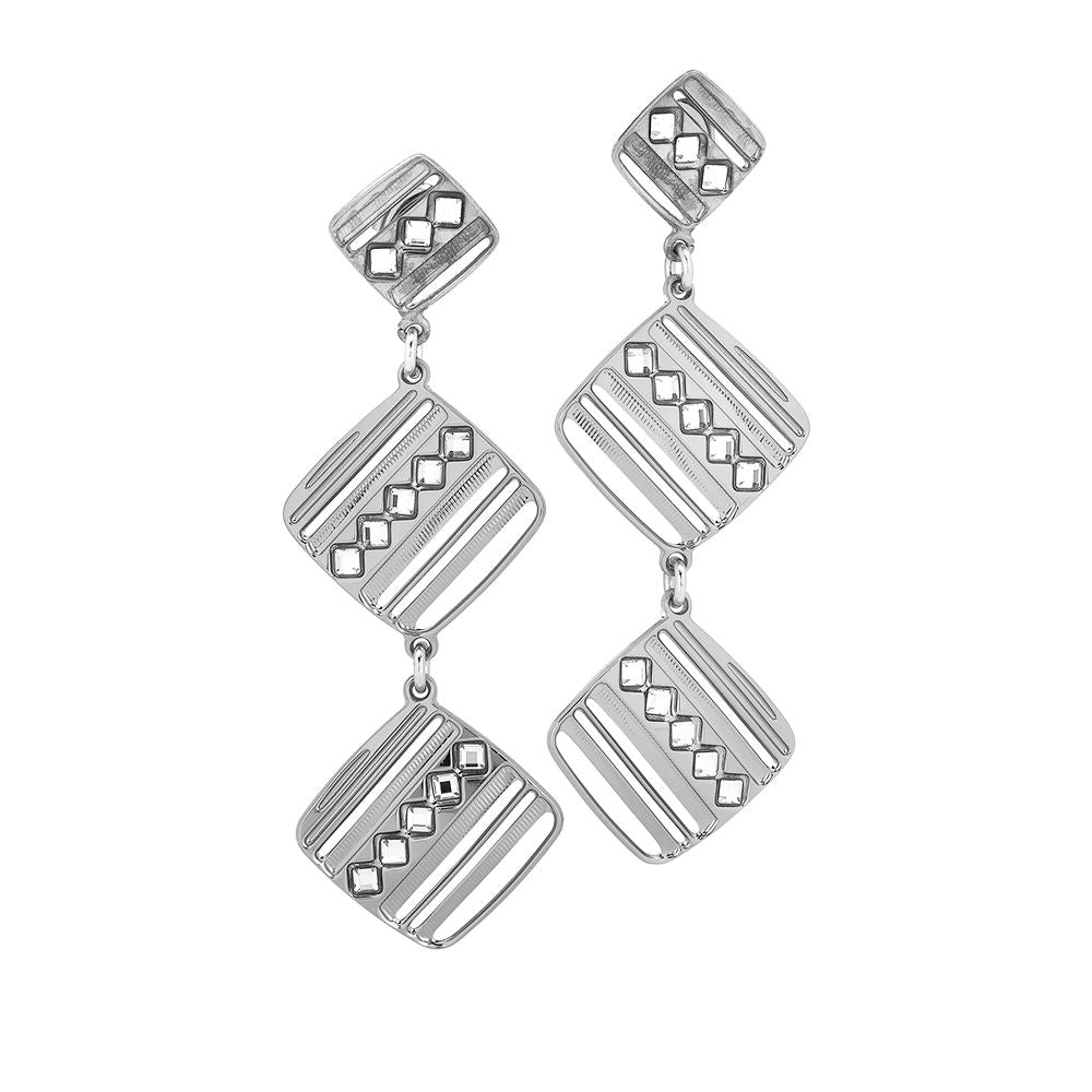 Orecchini rodiati con moduli pendenti decorati da Swarovski Default Title