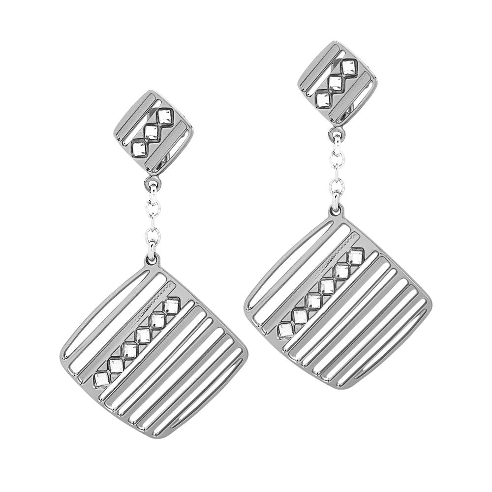 Orecchini rodiati con pendente decorato da Swarovski Default Title