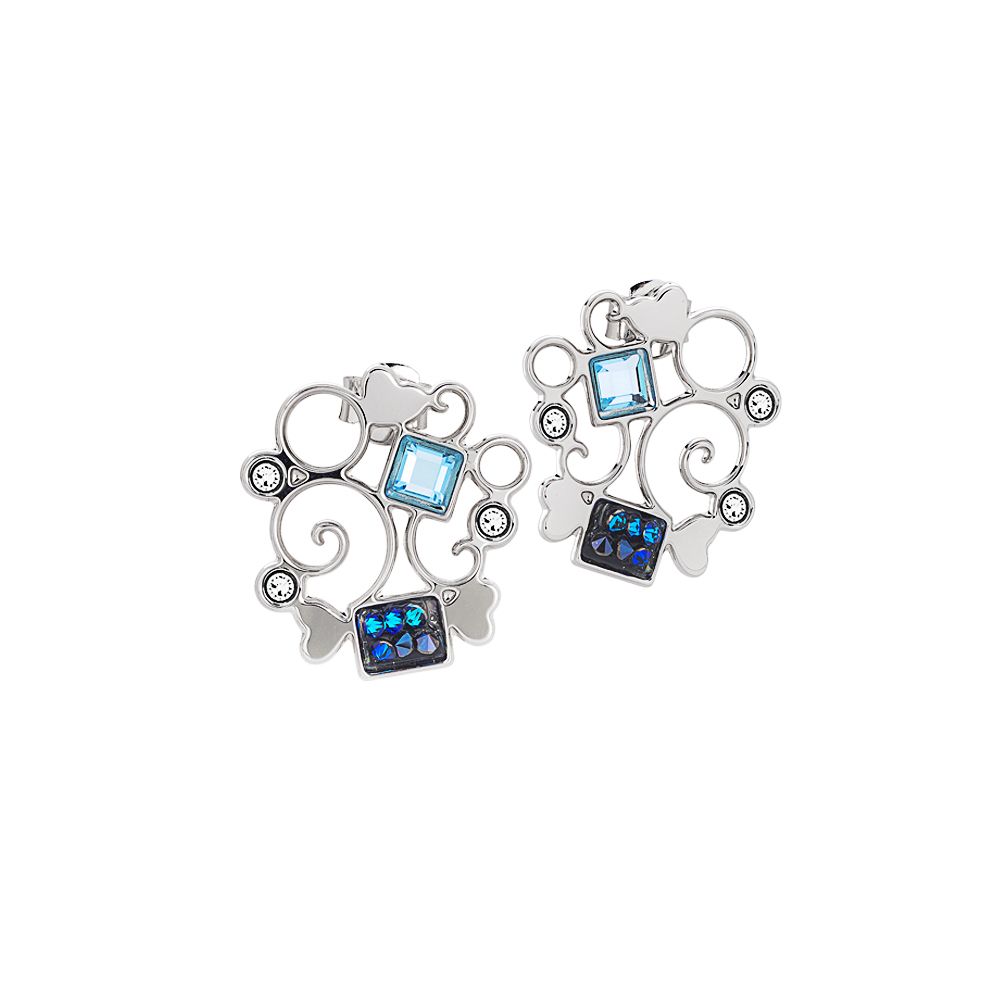 Orecchini a lobo circolari rodiati con Swarovski Default Title