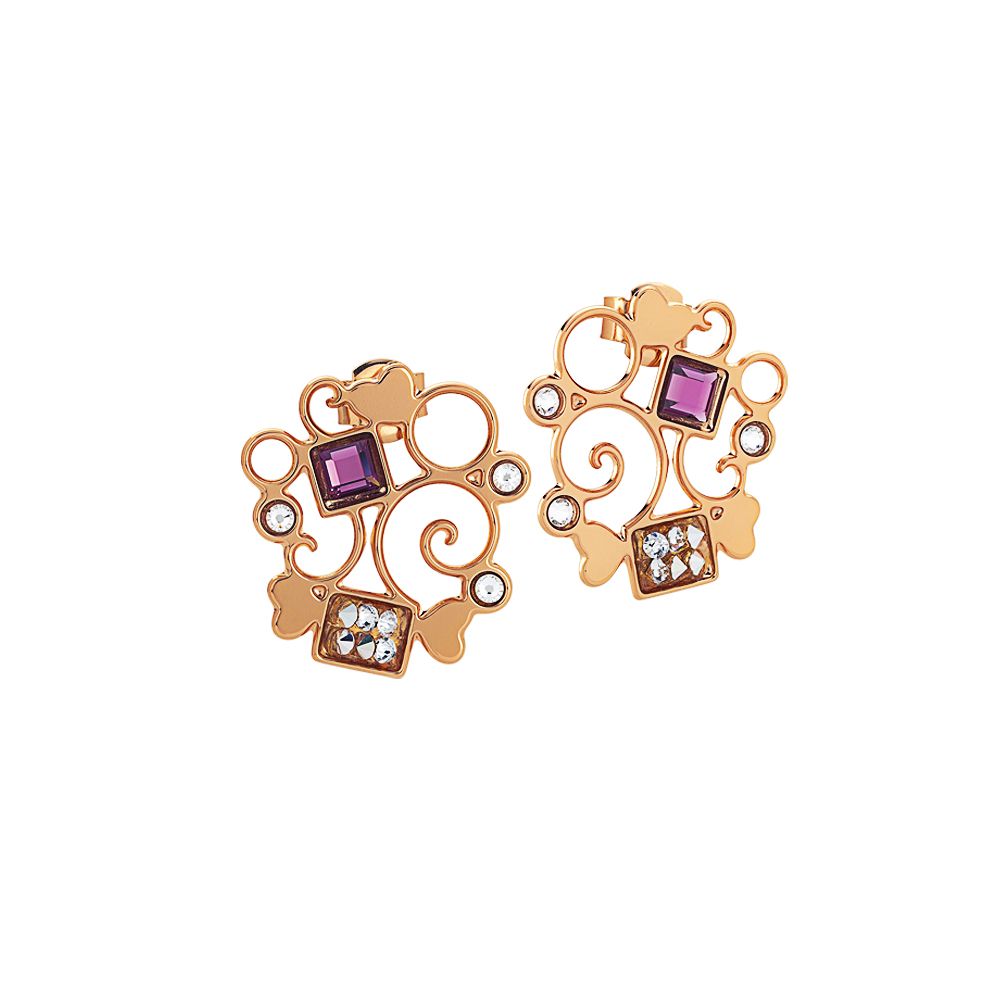 Orecchini a lobo circolari rosati con Swarovski Default Title