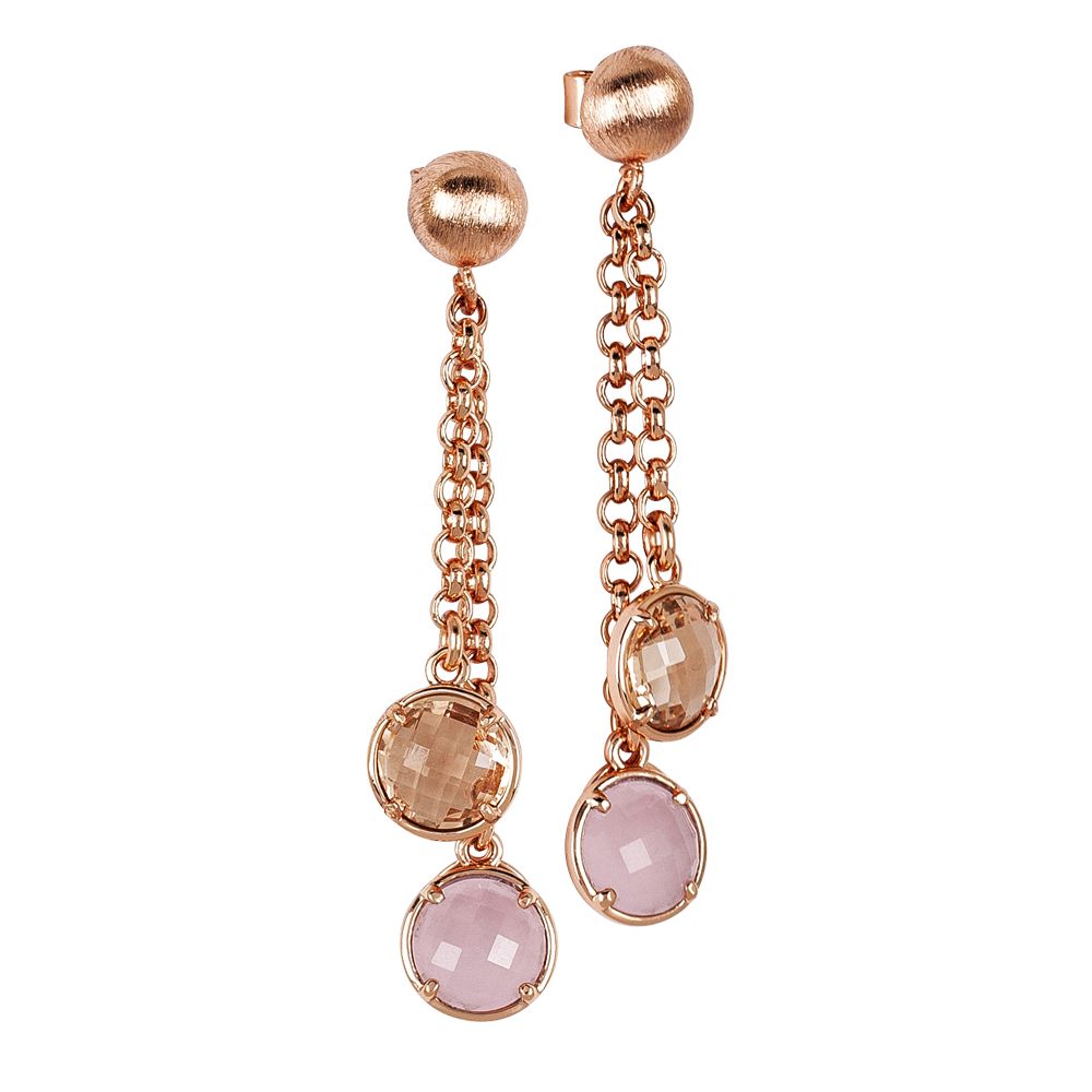 Orecchini a ciuffetto con cristalli peach e color quarzo rosa milk Default Title