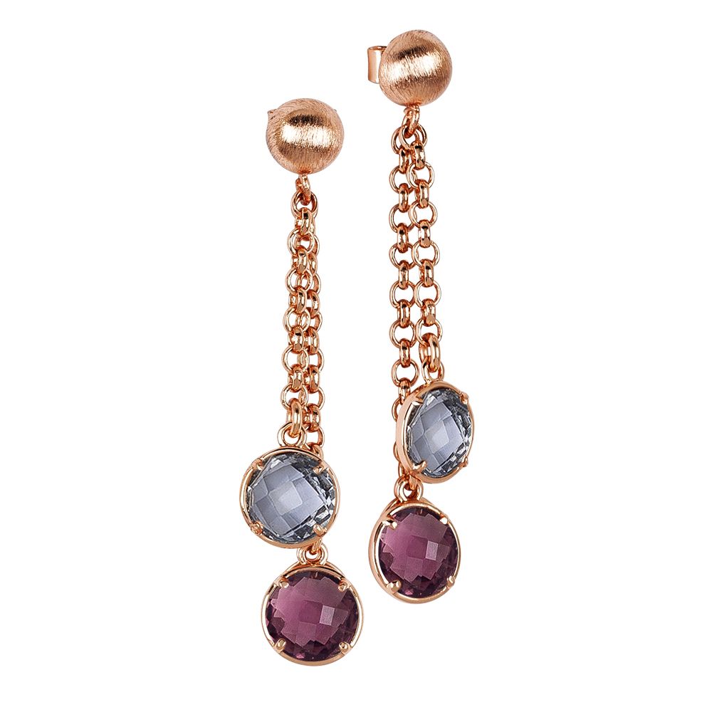 Orecchini a ciuffetto con cristalli ametista e fumè Default Title