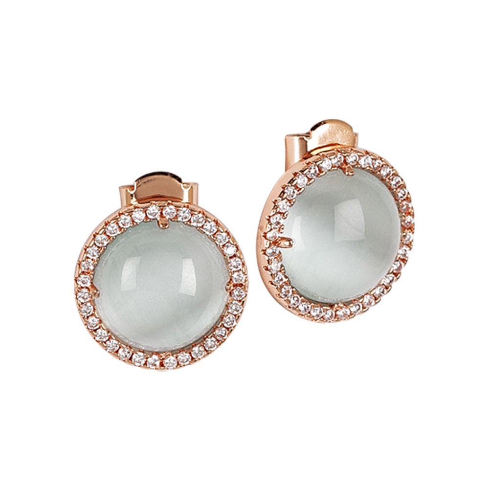 Orecchini a lobo con zirconi e cabochon celeste gatteggiante Default Title