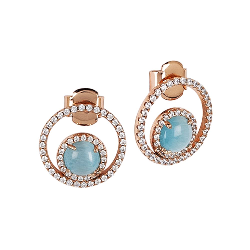 Orecchini con zirconi e cabochon interno celeste gatteggiante Default Title