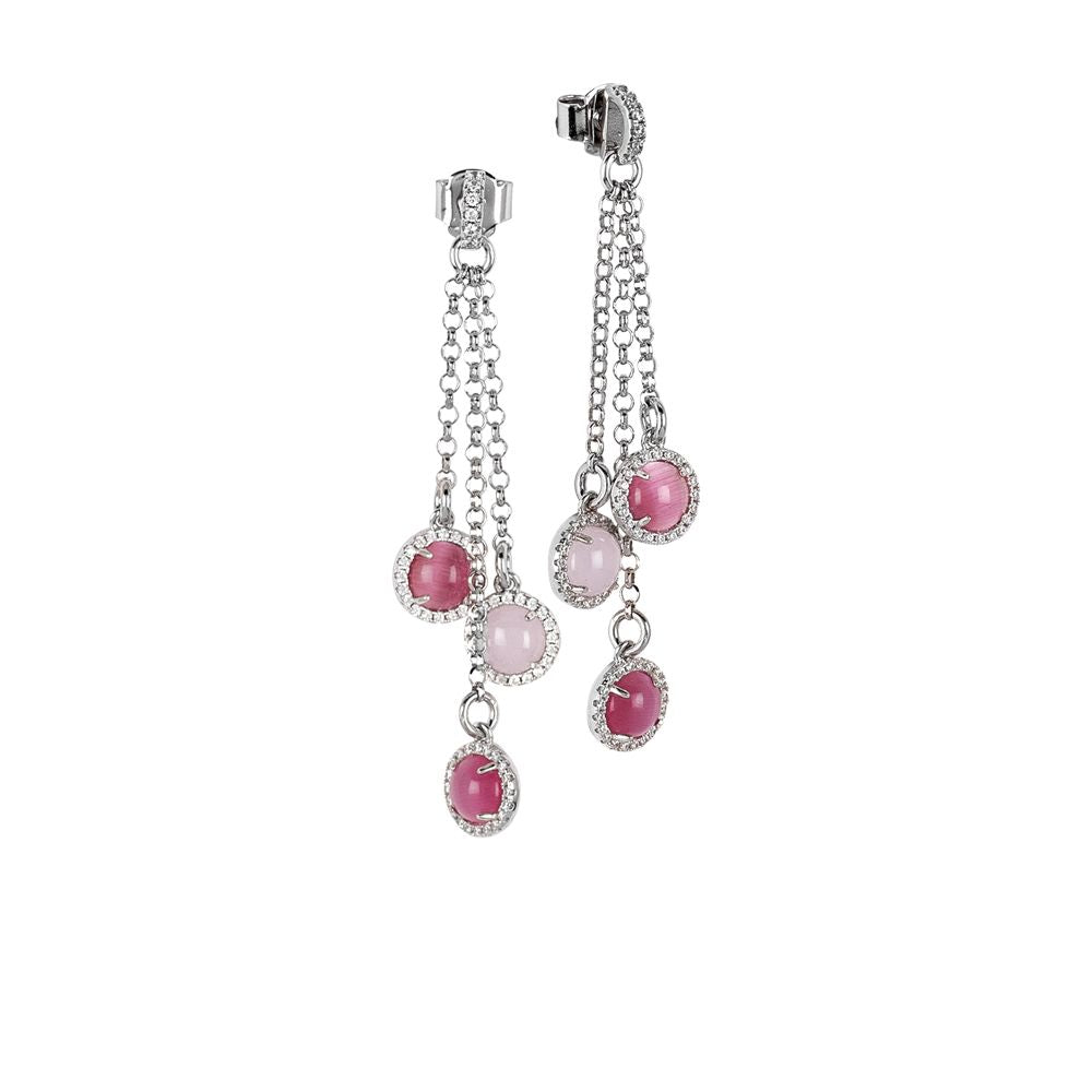 Orecchini a ciuffetto con zirconi e cabochon rosa chiaro e fucsia Default Title