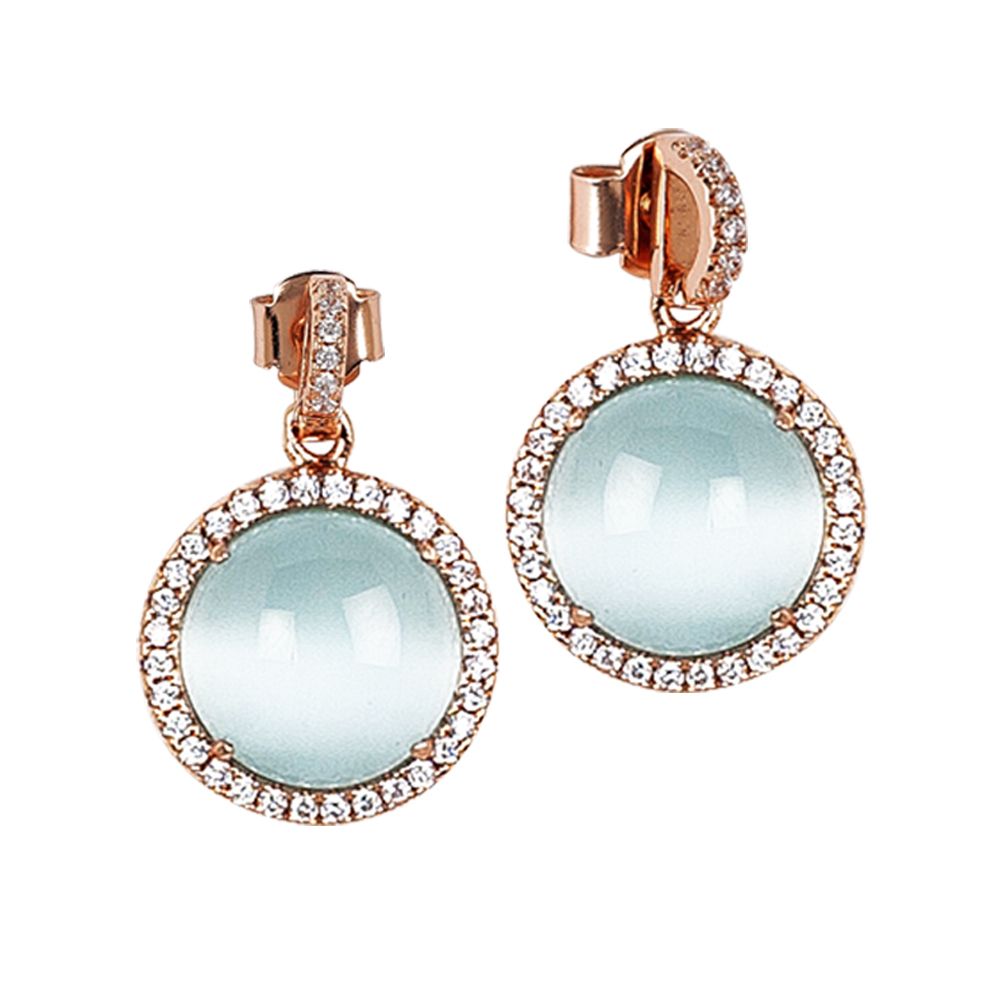 Orecchini con pendente cabochon celeste gatteggiante e zirconi Default Title