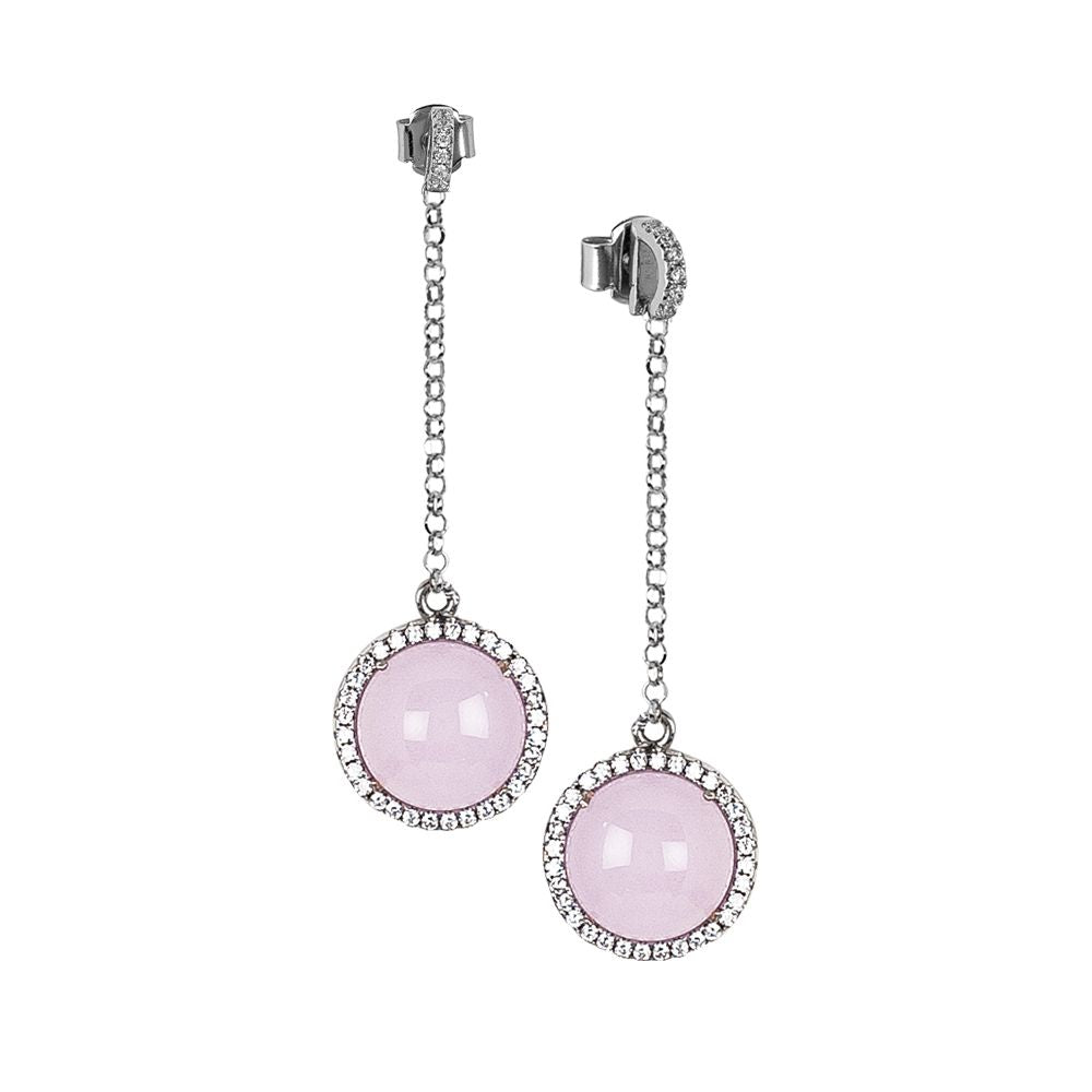 Orecchini con pendente di zirconi e cabochon rosa chiaro Default Title