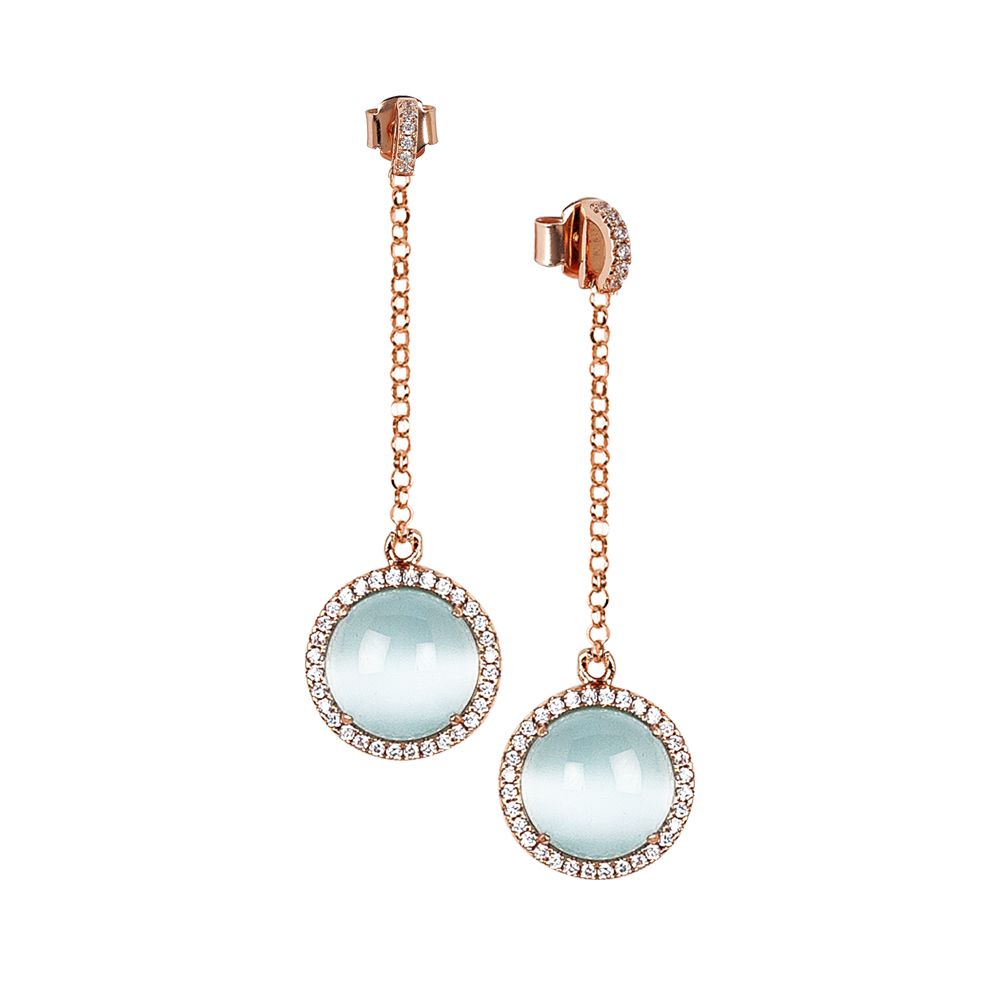 Orecchini con pendente di zirconi e cabochon celeste gatteggiante Default Title