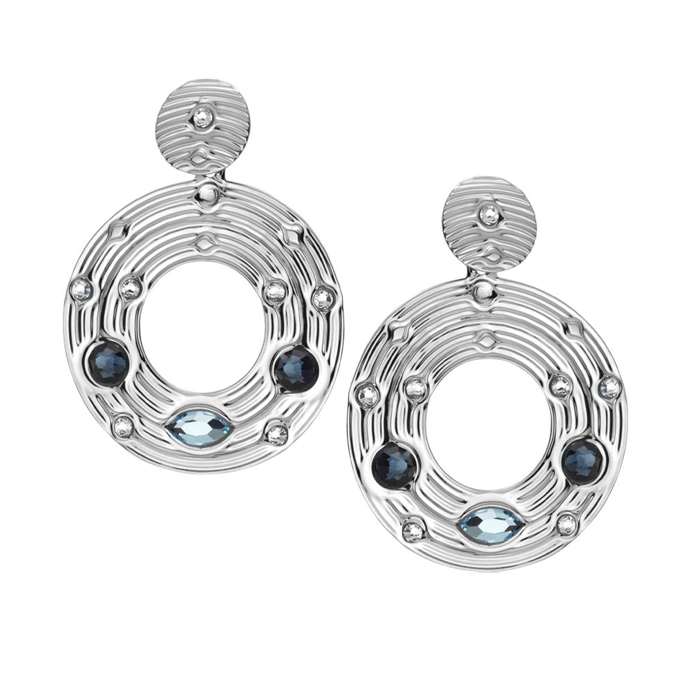 Orecchini con pendente circolare e Swarovski blu Default Title