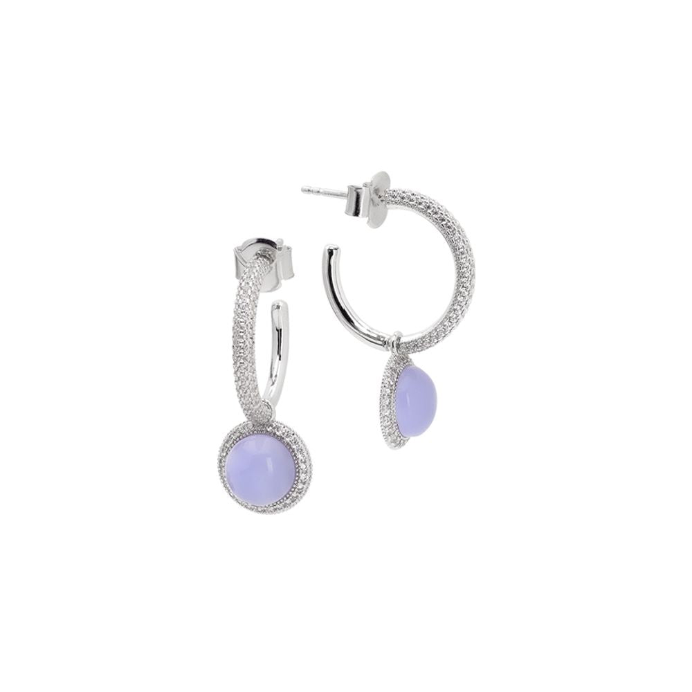 Orecchini a cerchio con zirconi e cabochon lavanda Default Title