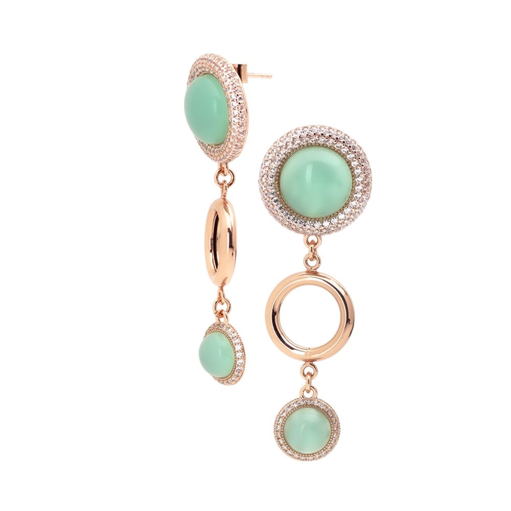 Orecchini dal pendente di cristalli verde acqua e cerchio liscio Default Title