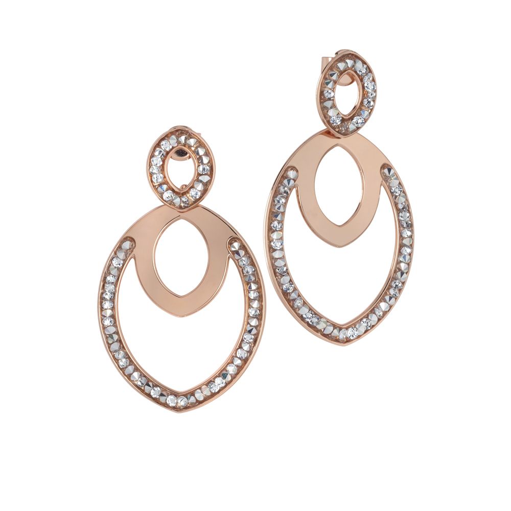 Orecchini pendenti rosati con navette e cristalli Swarovski Default Title