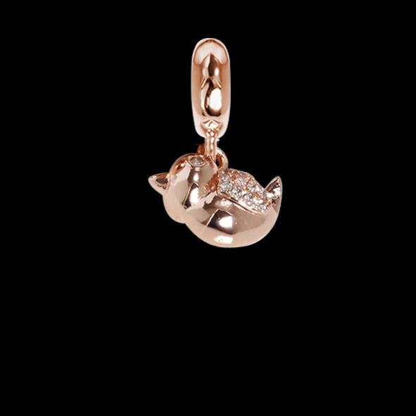 Charm rosato a forma di uccellino con zirconi Default Title
