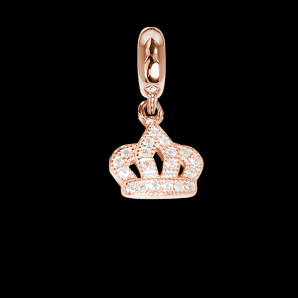 Charm rosato a forma di corona con zirconi Default Title