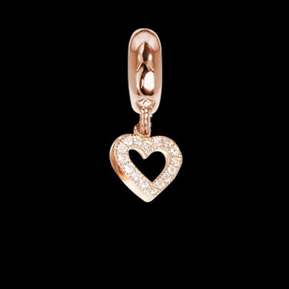 Charm rosato a forma di cuore con zirconi Default Title