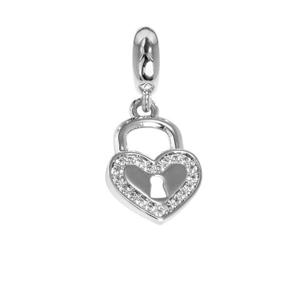 Charm lucchetto a forma di cuore e zirconi Default Title