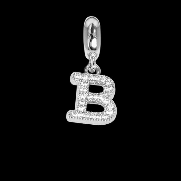 Charm con lettera B in zirconi Default Title