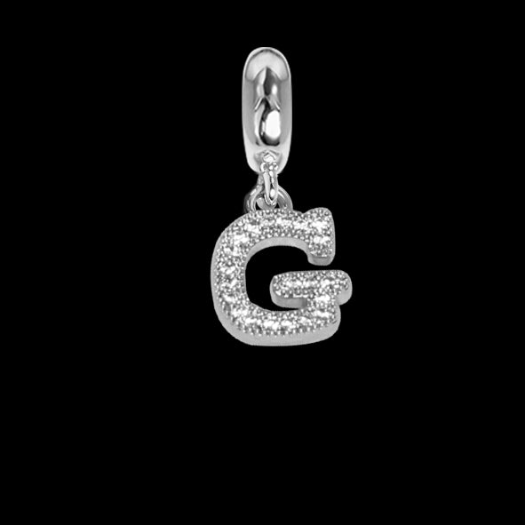 Charm con lettera G in zirconi Default Title