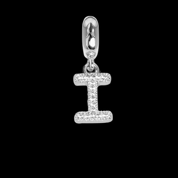 Charm con lettera I in zirconi Default Title