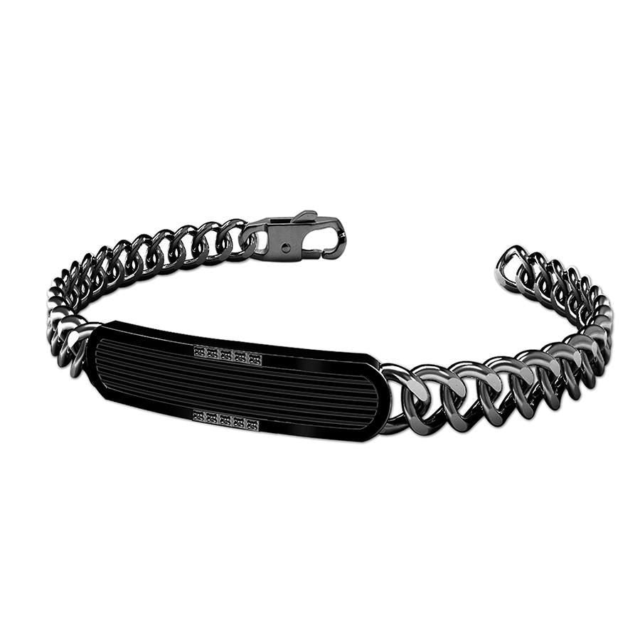 Bracciale grumetta in acciaio nero e zirconi Default Title