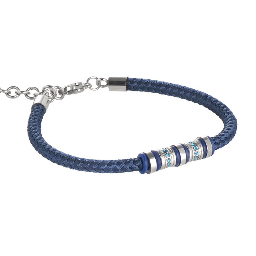 Bracciale in acciaio e cordone marino torchon blu Default Title