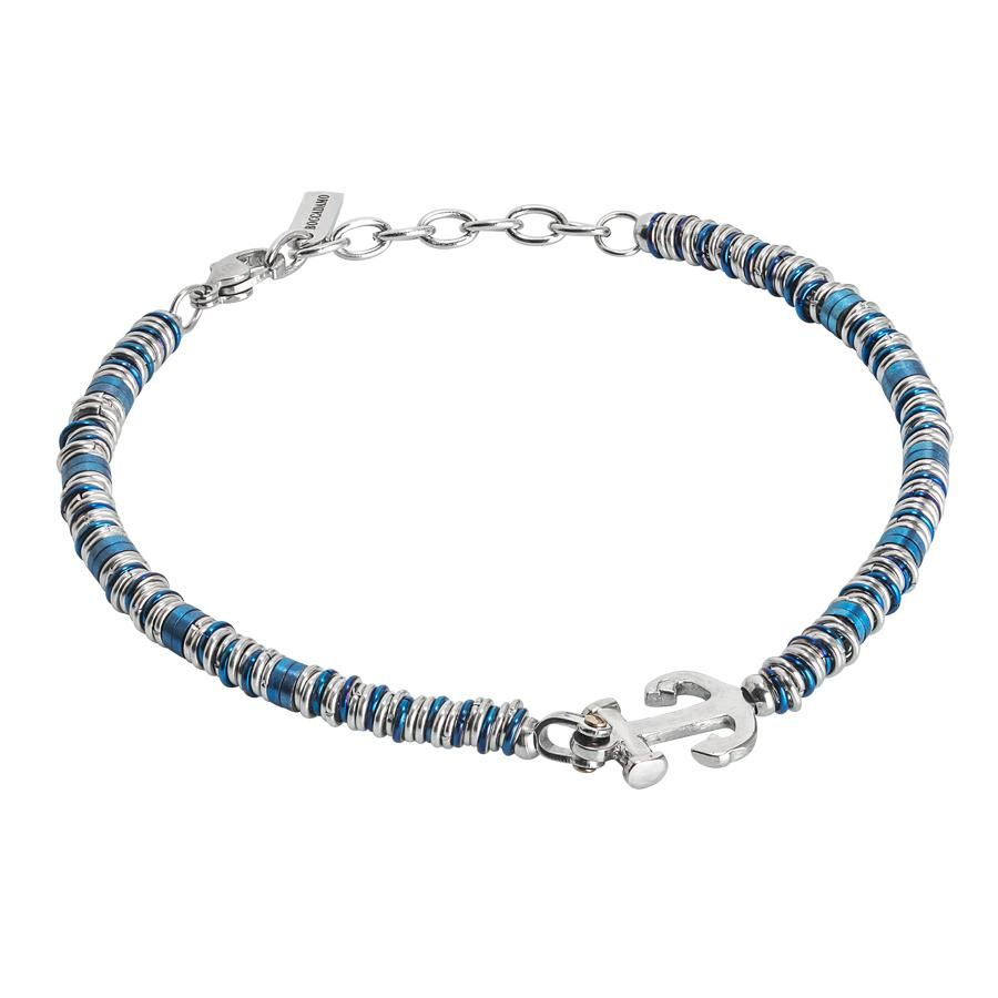 Bracciale morbido con ancora e rondelle rodiate e blu Default Title