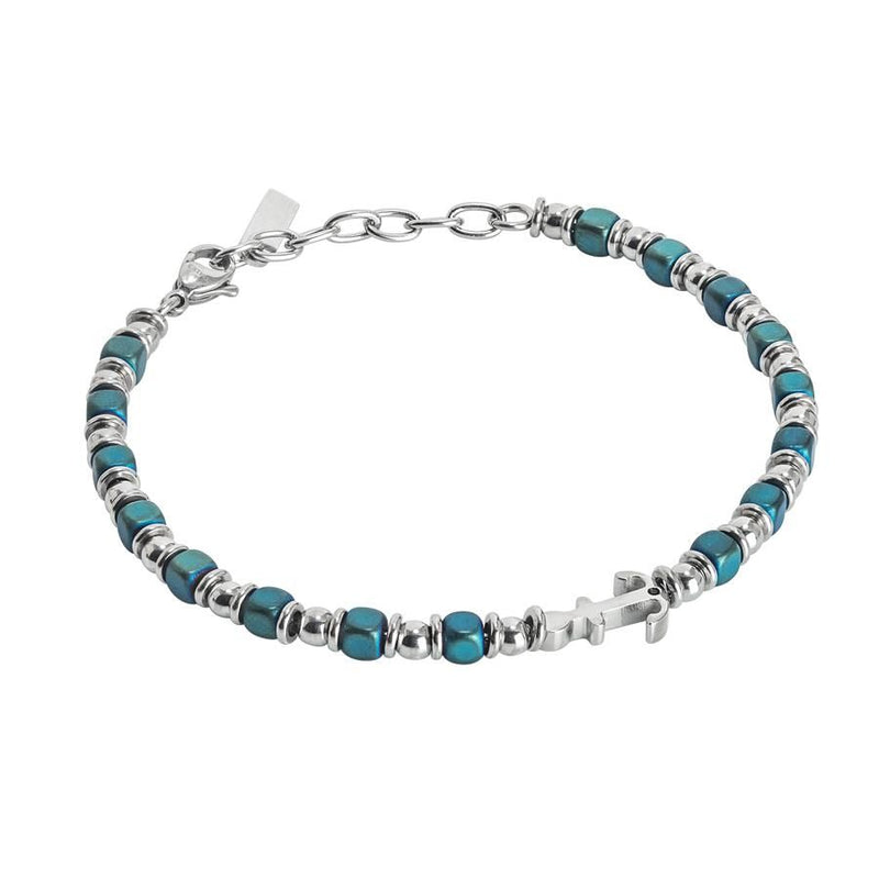 Bracciale beads con ematite blu ed ancora Default Title