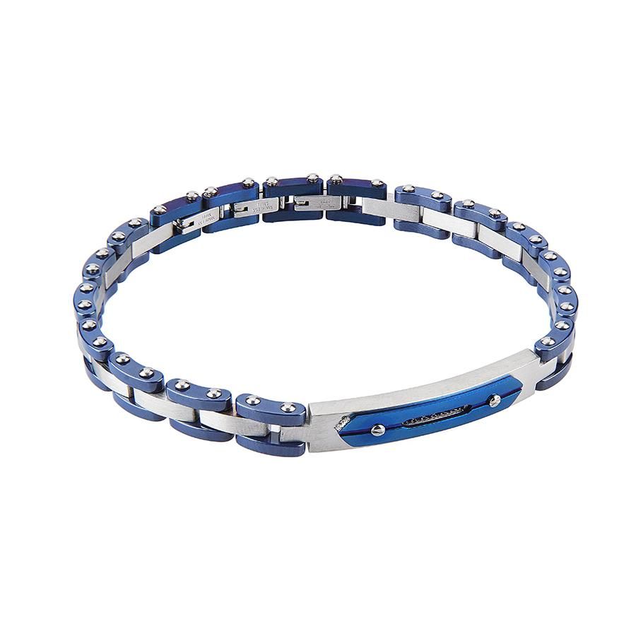 Bracciale modulare con piastrina in ceramica blu e zirconi Default Title