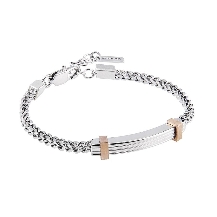 Bracciale in acciaio a maglie intrecciate ed inserti rosati Default Title