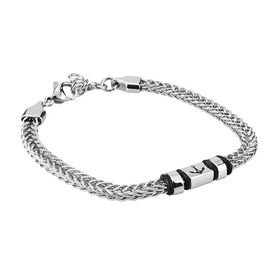 Bracciale in acciaio a maglie intrecciate con ancora Default Title