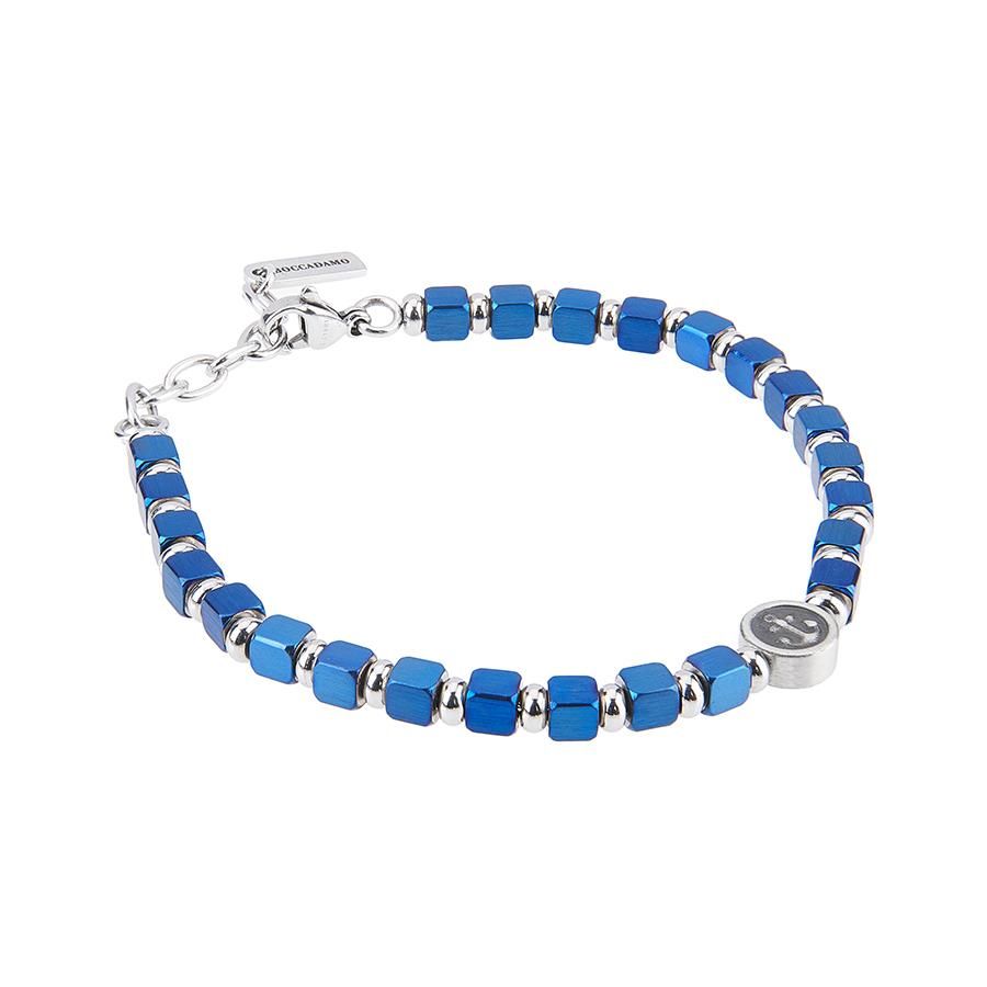 Bracciale con cubetti in Pvd blu e centrale circolare con ancora Default Title