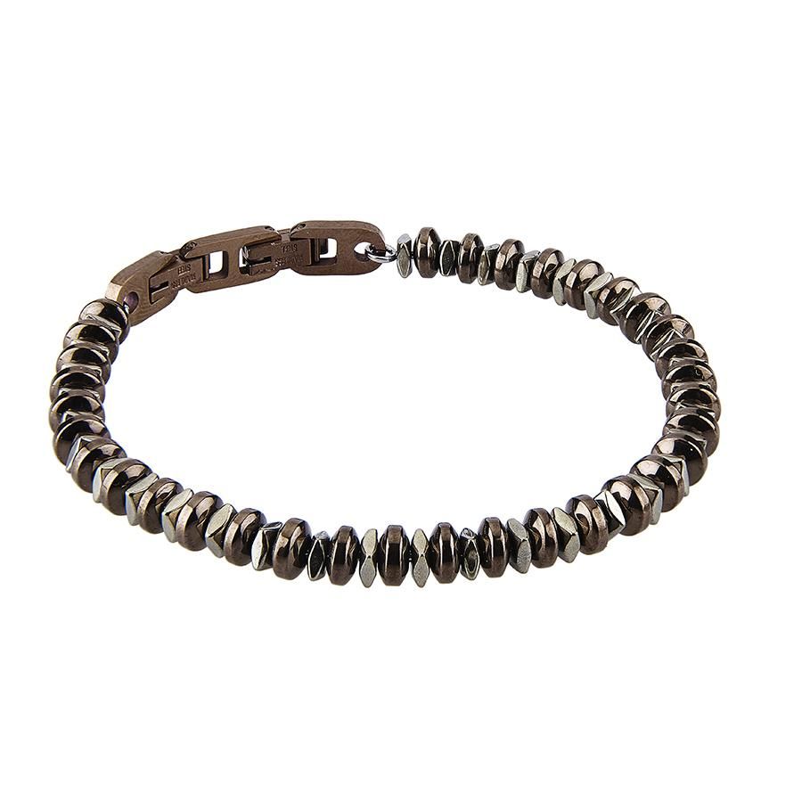 Bracciale in acciaio con magliette in Pvd marrone Default Title