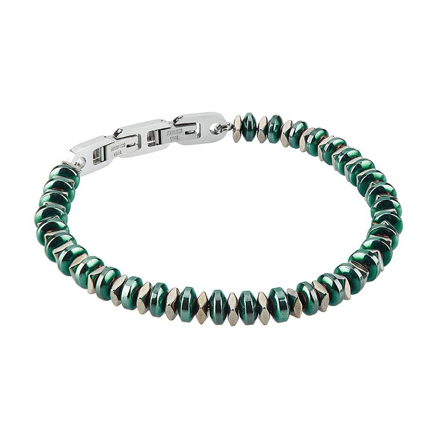 Bracciale in acciaio con magliette in Pvd verde Default Title
