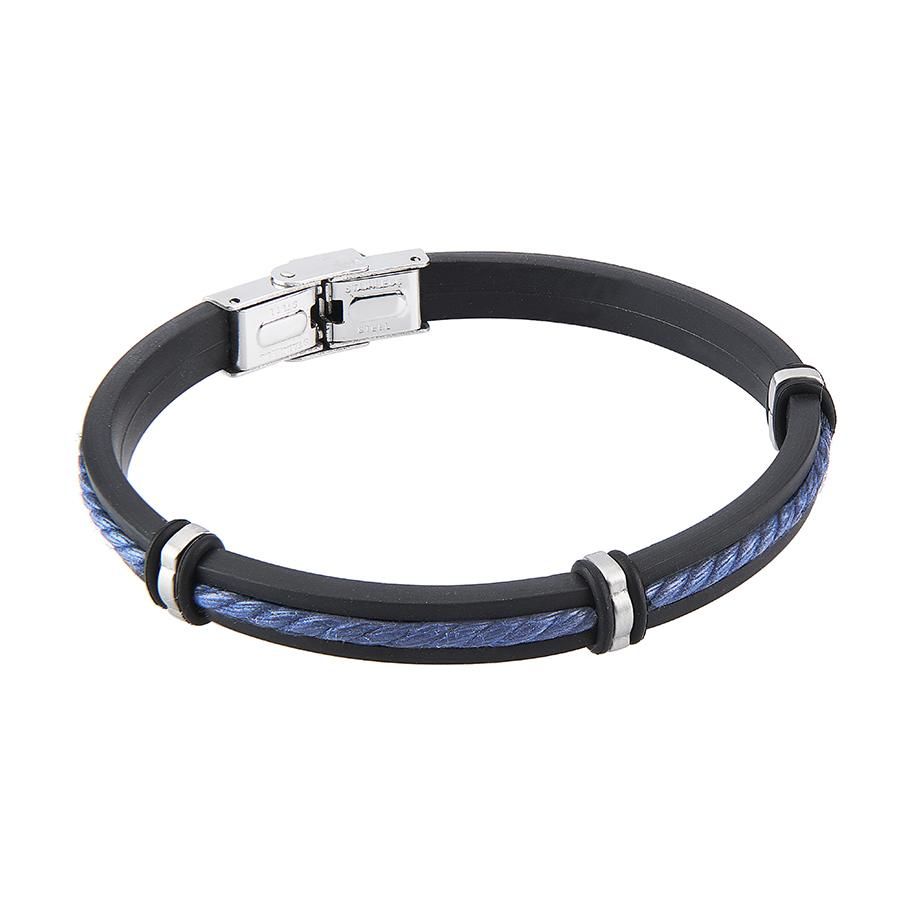 Bracciale in caucciÃ¹ e cordino marino blu Default Title