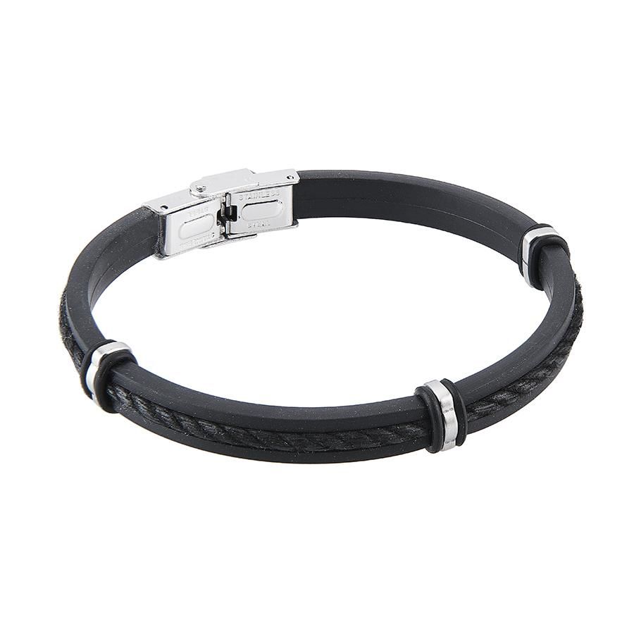 Bracciale in caucciÃ¹ e cordino marino nero Default Title