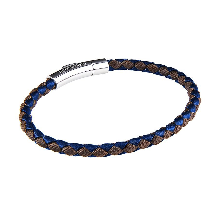 Bracciale in pelle blu e tessuto inttecciato marrone Default Title