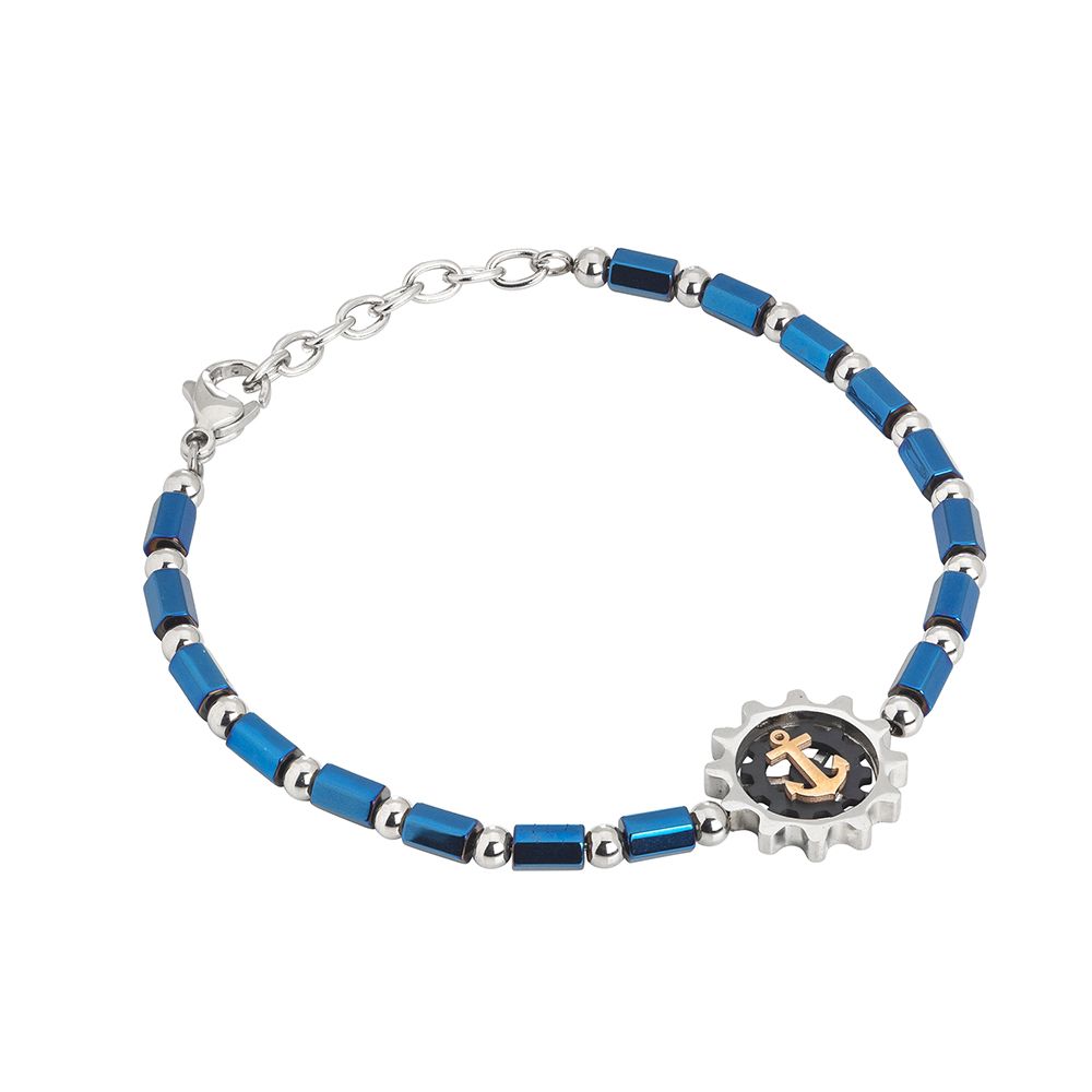 Bracciale con ematite galvanizzata blu ed ancora Default Title