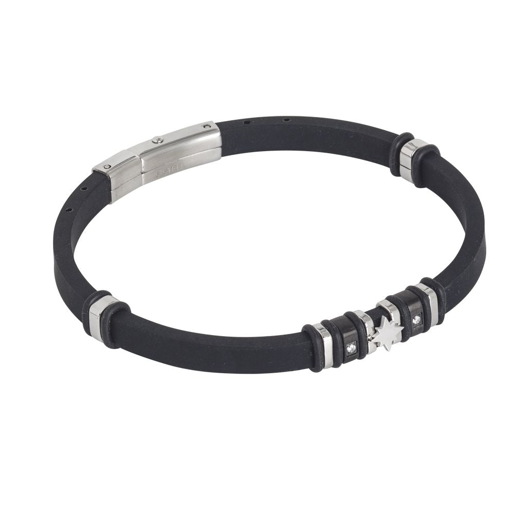Bracciale in caucciù nero con zirconi e stella polare Default Title