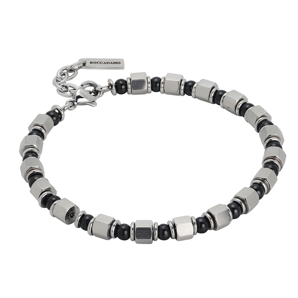 Bracciale con cubetti di acciaio e pvd nero Default Title