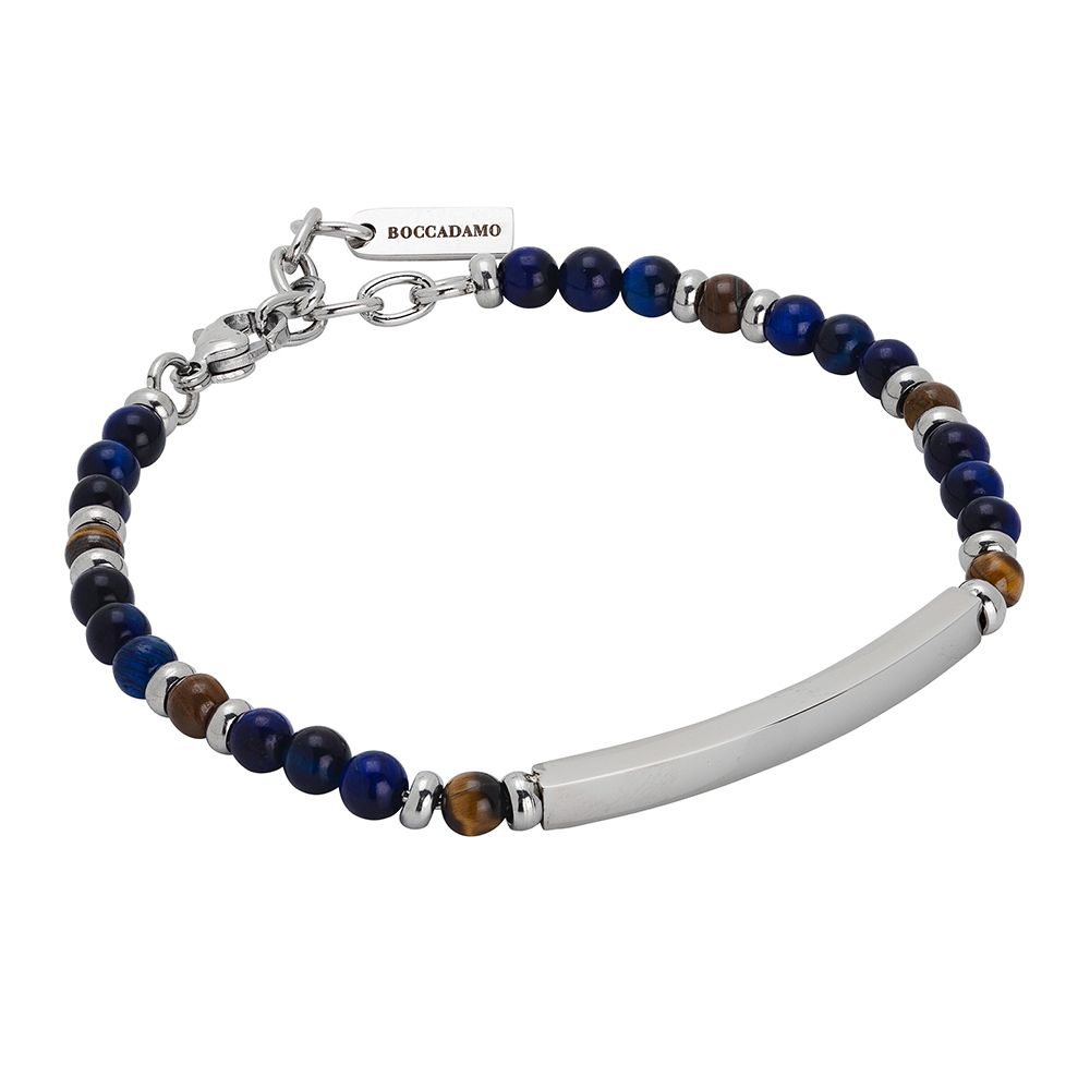 Bracciale con lapislazzuli blu e piastra centrale rodiata Default Title