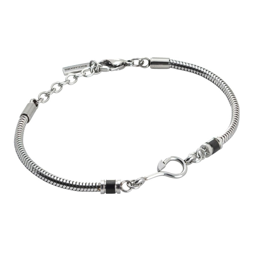 Bracciale tubolare rodiato con amo Default Title