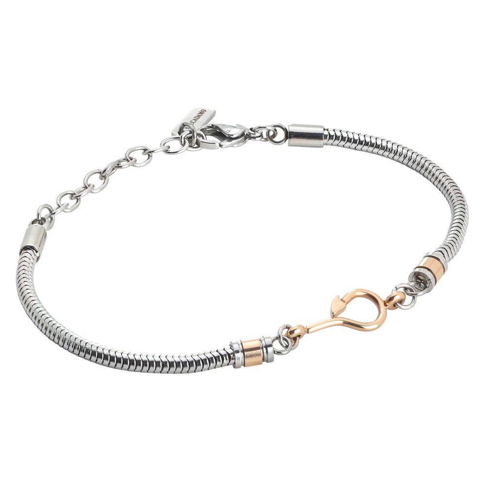 Bracciale tubolare rodiato con amo rosato Default Title