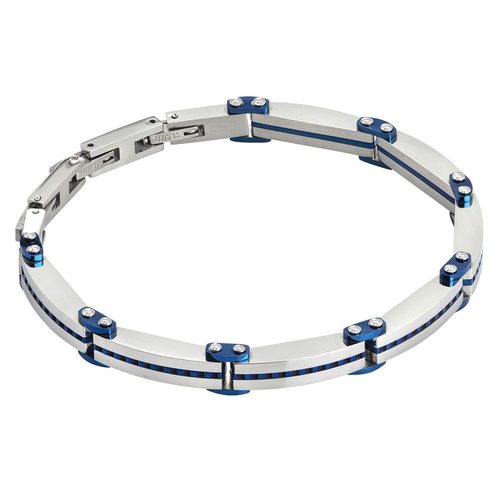 Bracciale a maglie in pvd blu e acciaio Default Title