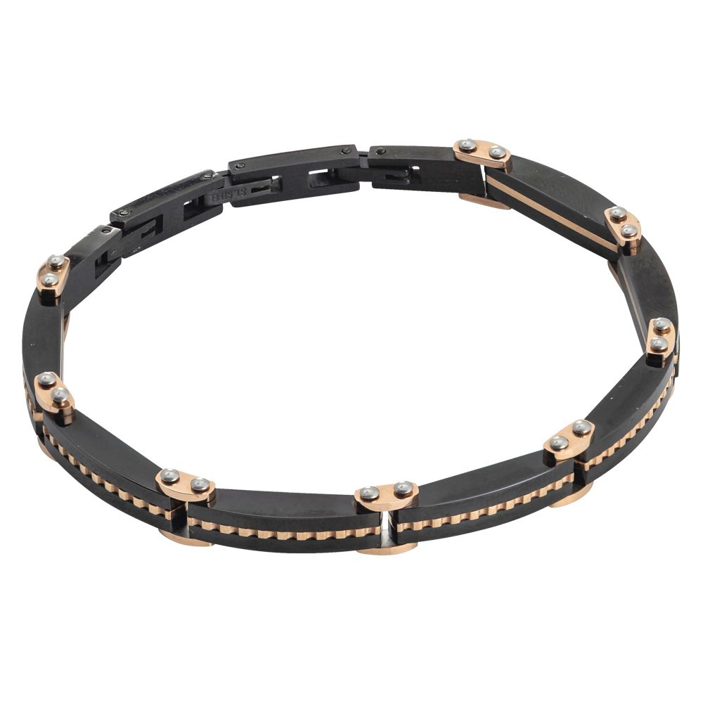 Bracciale a maglie in pvd nero e rosato Default Title